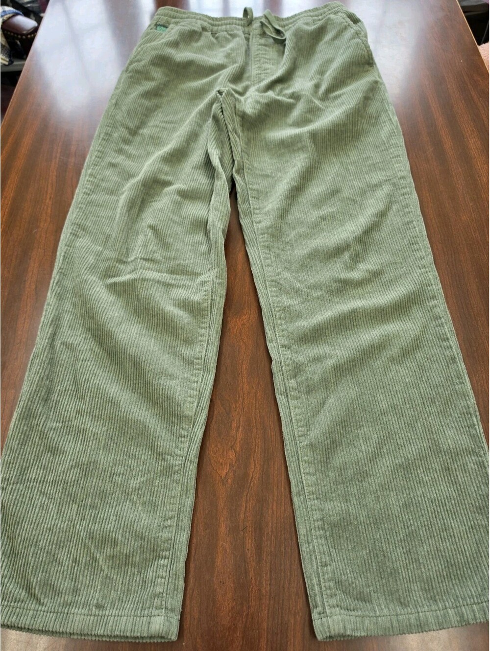 Empyre Olive Green 100% Cotton Wide Leg Corduroy Pants M Straight Leg Skater Y2K